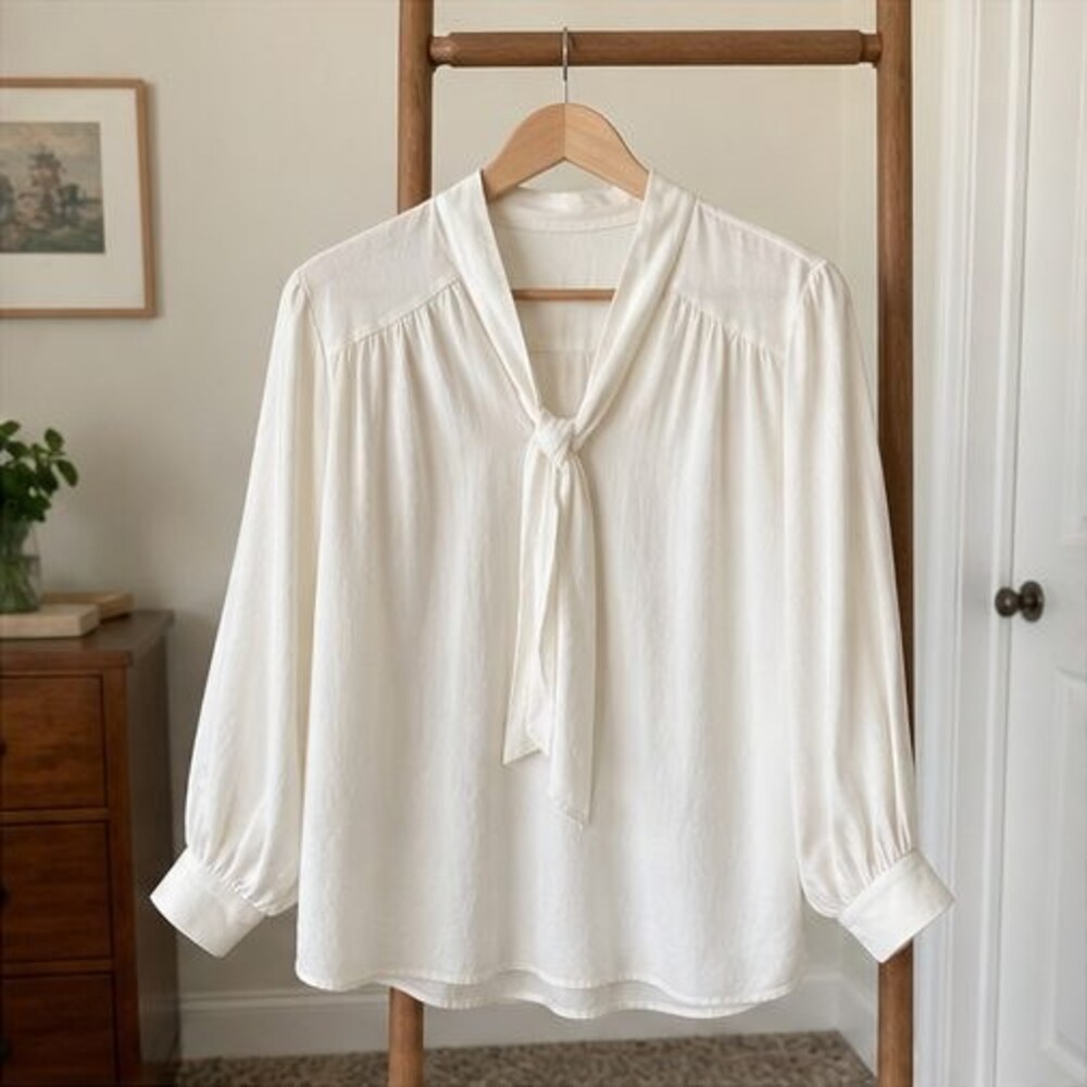 Ivory Tie Neck Blouse